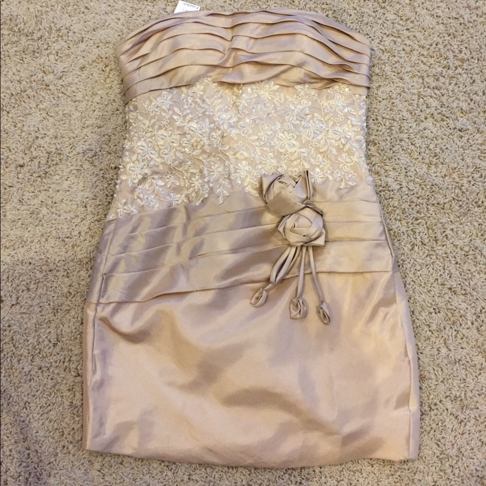 Gorgeous gold beautifully detailed tube dress - Picture 4 of 6